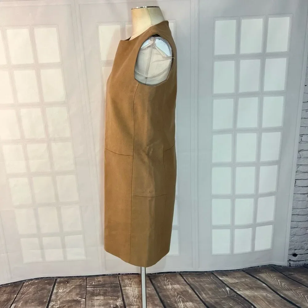 Nellie Partow tan sleeveless business professional sheath dress size 8